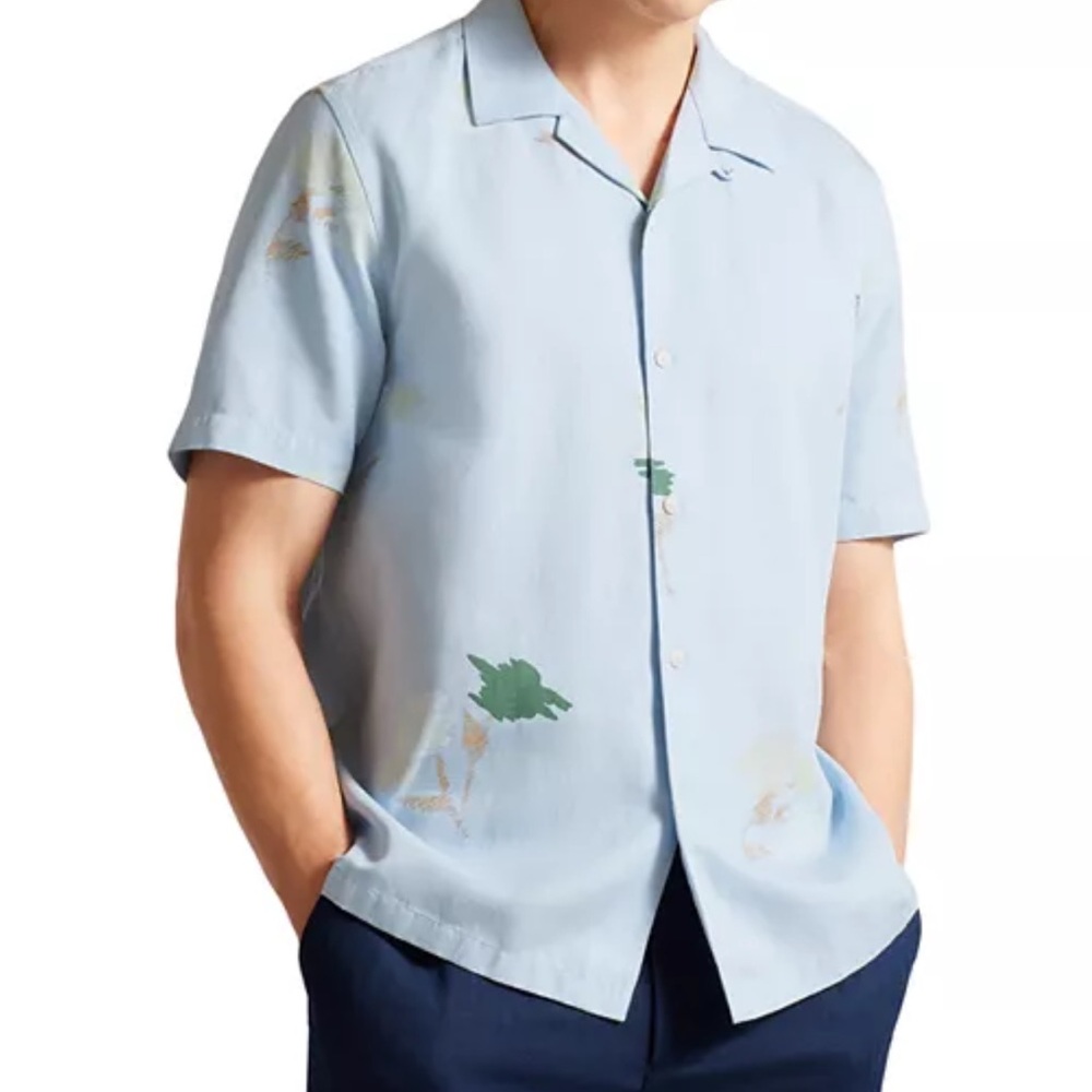 TED BAKER Light Blue Patterned Men's Shirt - Picture 7 of 7